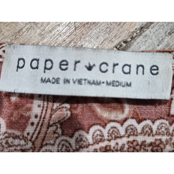 Paper Crane Peasant Tiered Floral Top Dusty Orange Boho Blouse Medium Paisley - Picture 3 of 3